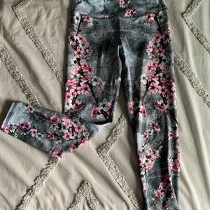 Floral Gray and Pink Leggings